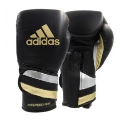 Adidas AdiSpeed Boxing Gloves - Velcro -Boxing Equip Shop adiblackgoldsilver 2