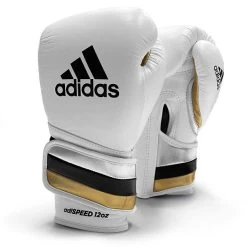 Adidas AdiSpeed Boxing Gloves - Velcro -Boxing Equip Shop adispeed velcro whitegold