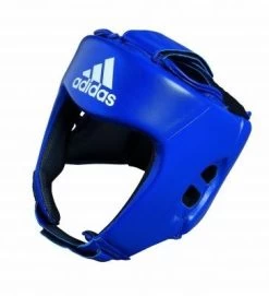 Adidas 'AIBA Style' Training Headguard -Boxing Equip Shop aibah1t blue 3 4 front 2 2