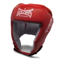 Geezers Leather TRG Boxing Headguard -Boxing Equip Shop geezers trg leather headguard red