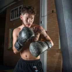 TITLE Distressed Glory Training Gloves - Grey 8 TITLE Distressed Glory Training Gloves - Grey -Boxing Equip Shop hostg lifestyle