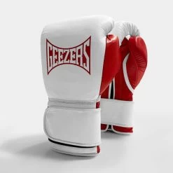 Geezers Hammer Training/Spar Boxing Gloves 2.0 - Velcro -Boxing Equip Shop velcro white red