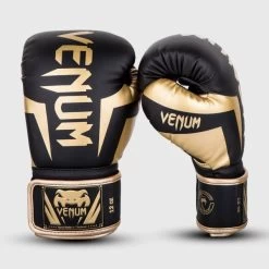 Venum Elite Boxing Gloves -Boxing Equip Shop venum elite black gold 1
